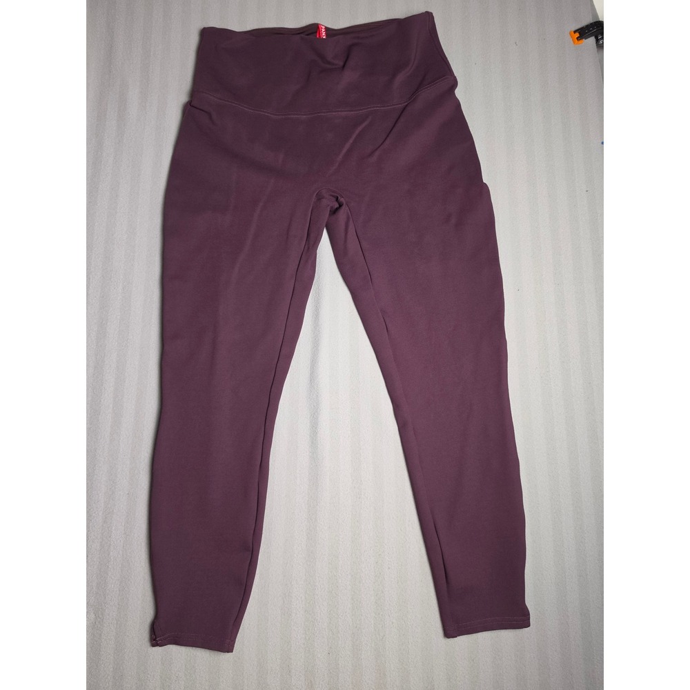 Spanx Sara Blakely High Waisted Leggings Plum Burgundy XL Activewear Ankle Slit
